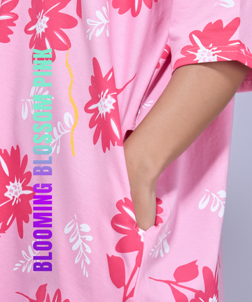 Blooming Blossom Pink Oversized Pocket Tee