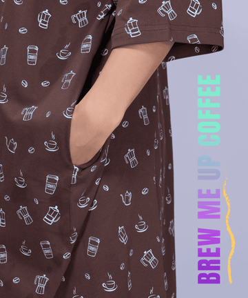 Brew Me Up Coffee Oversized Pocket Tee