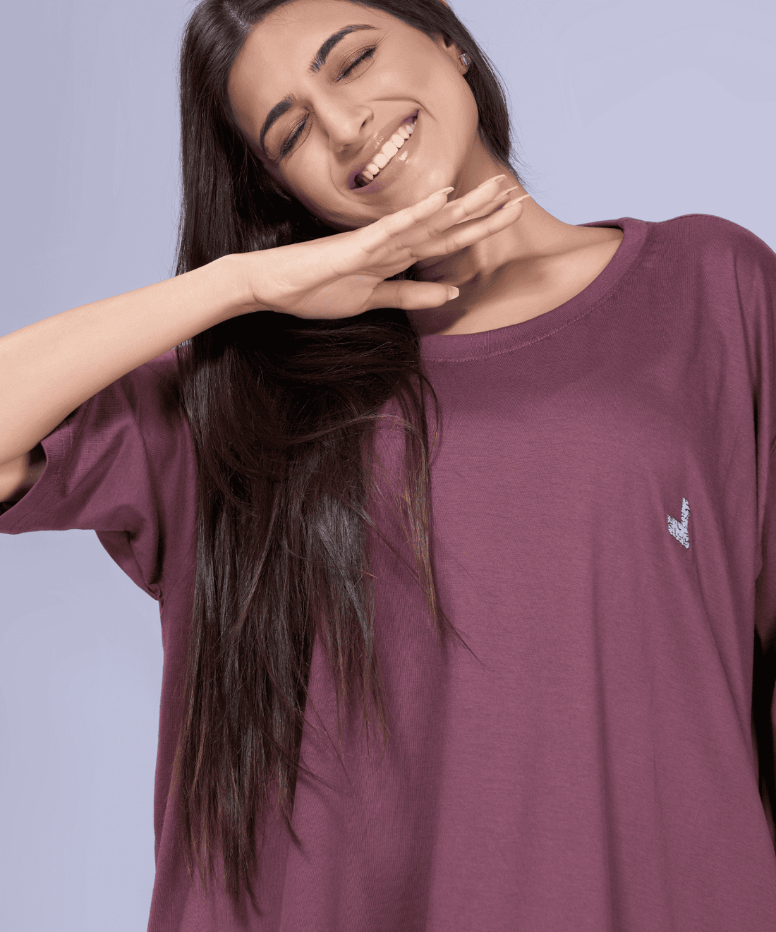Champagne Pop Plum Oversized Pocket Tee