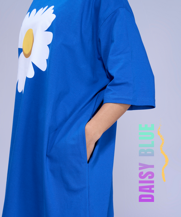 Daisy Blue Oversized Pocket Tee