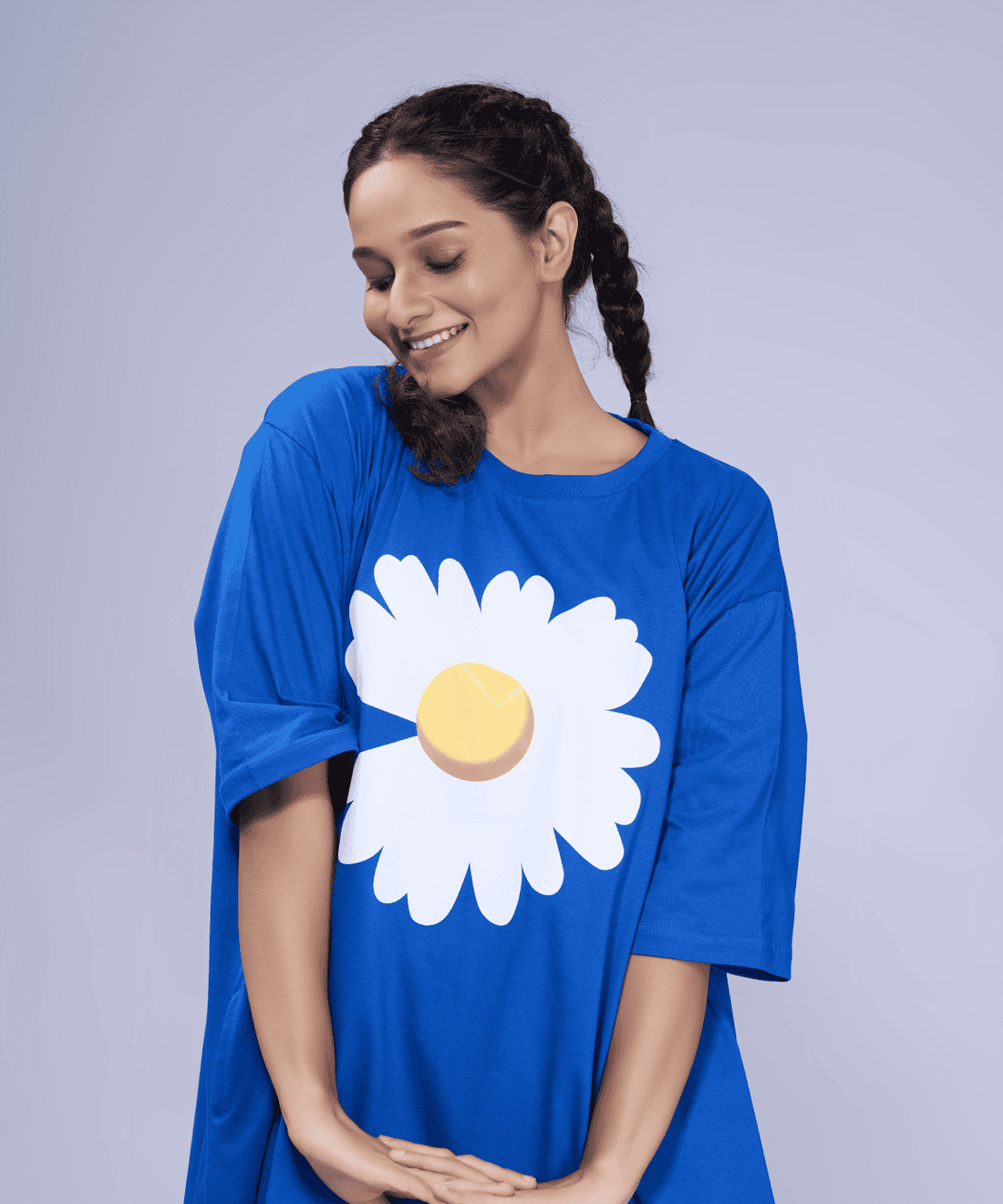 Daisy Blue Oversized Pocket Tee