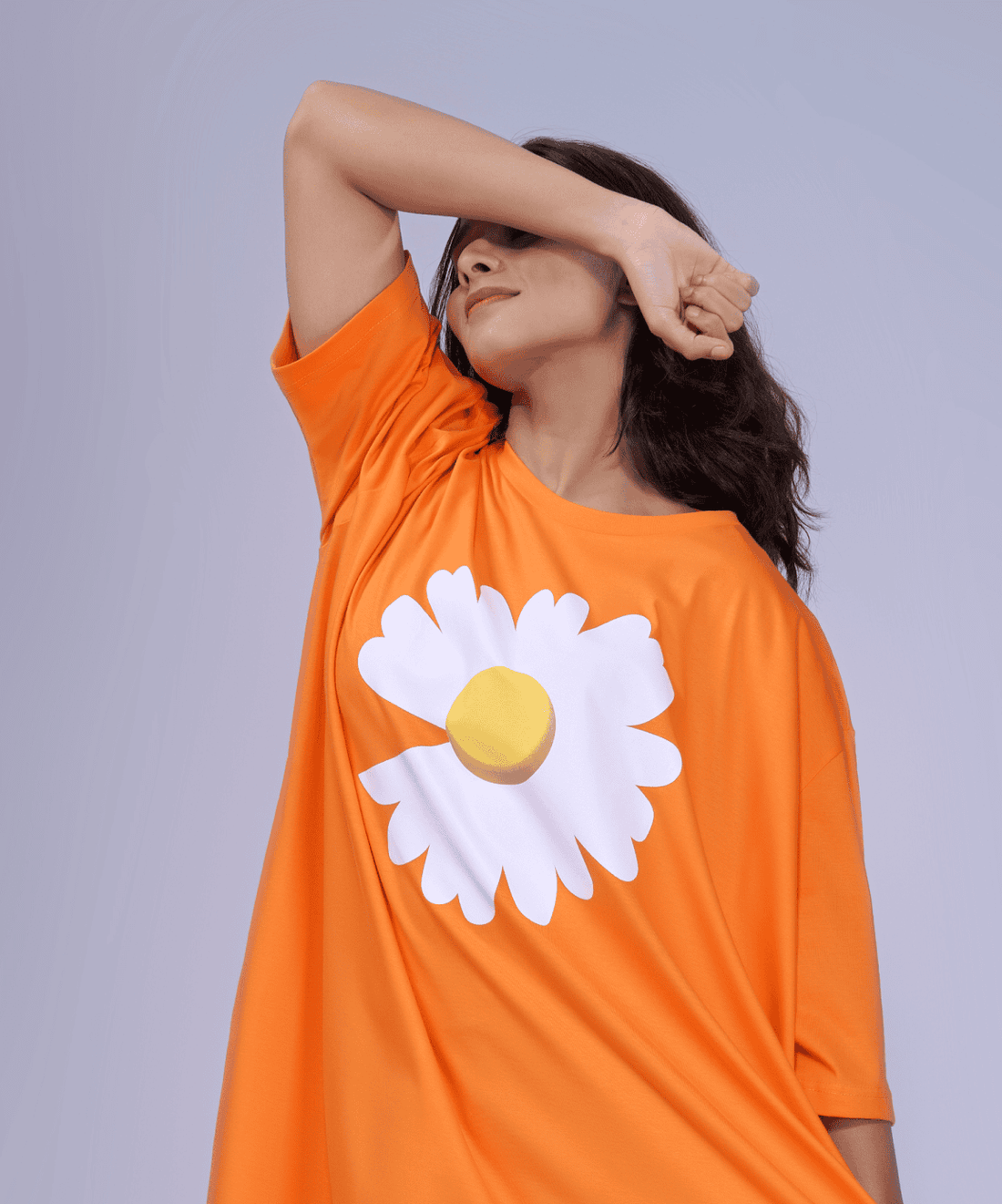 Daisy Orange Oversized Pocket Tee