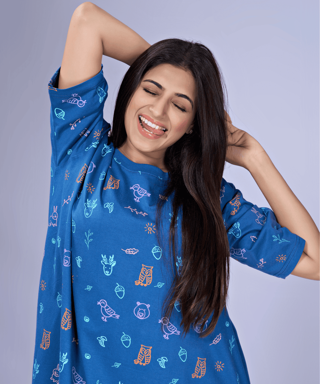 Furry Friends Sky Oversized Pocket Tee
