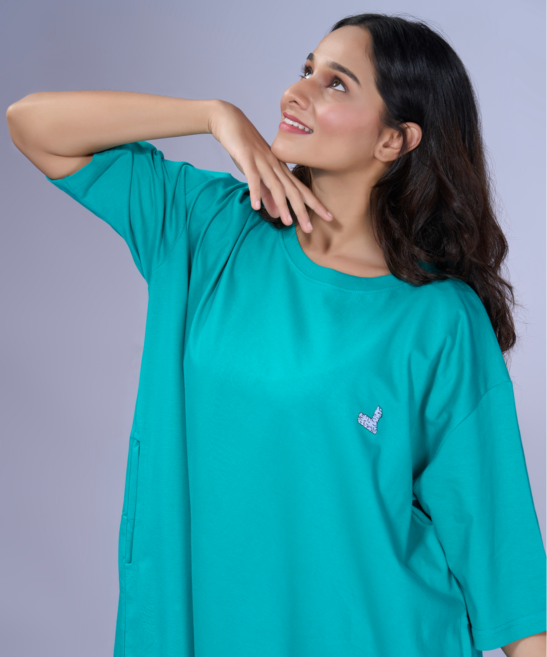 In The Sea Teal Oversized Pocket Tee