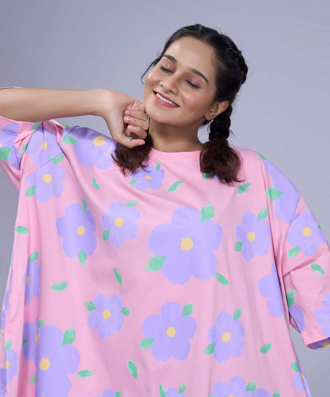 Iris Pink Oversized Pocket Tee