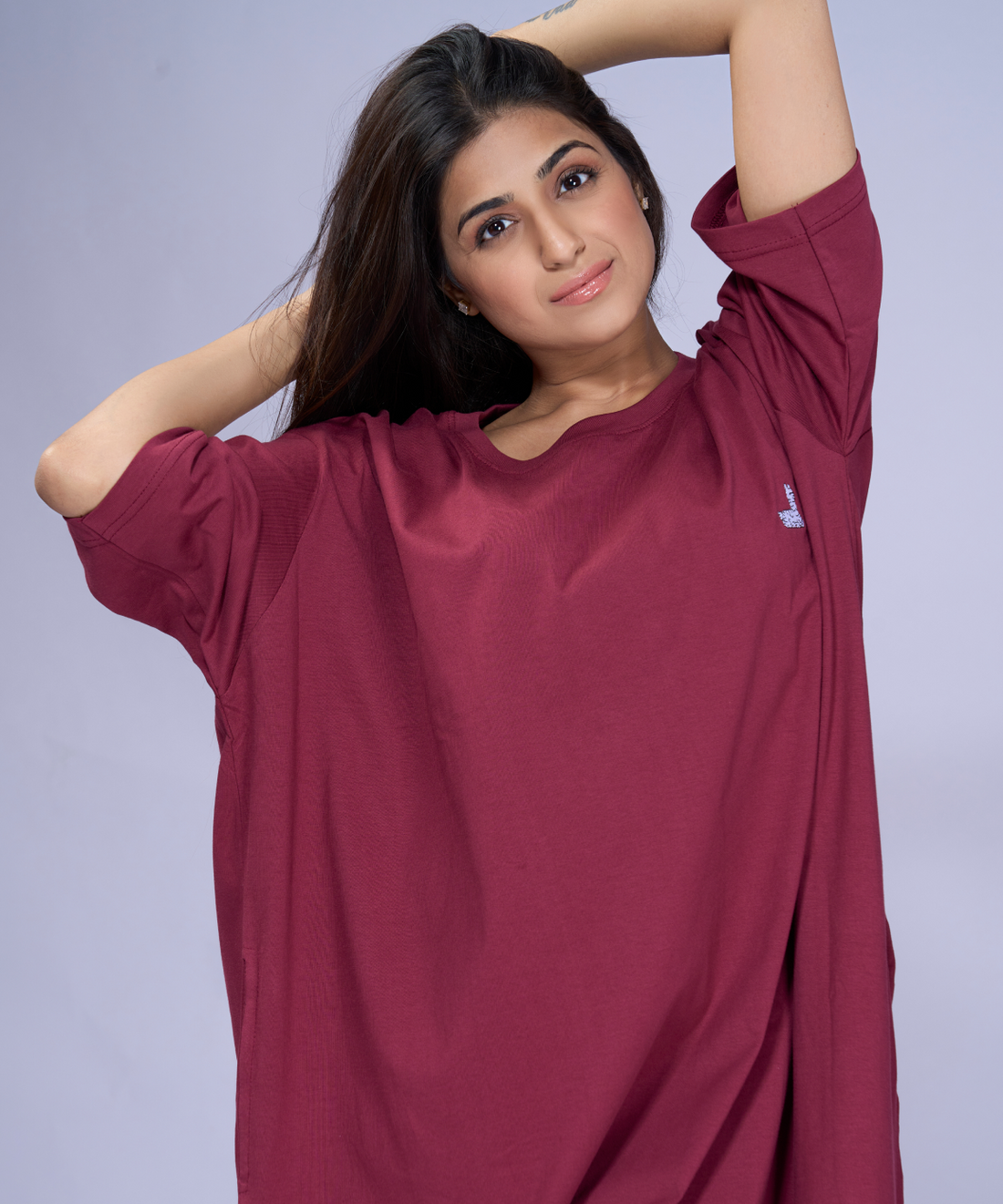 Like A Plum Maroon Oversized Pocket Tee