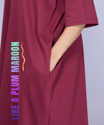 Like A Plum Maroon Oversized Pocket Tee