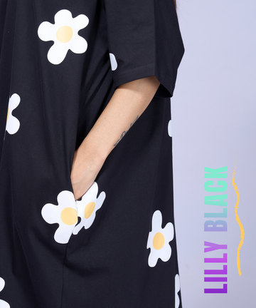 Lilly Black Oversized Pocket Tee