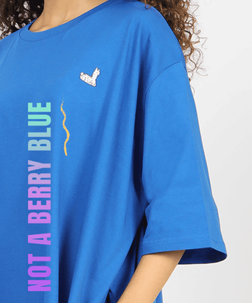 Not A Berry Blue Oversized Pocket Tee