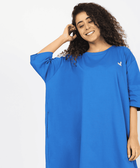 Not A Berry Blue Oversized Pocket Tee