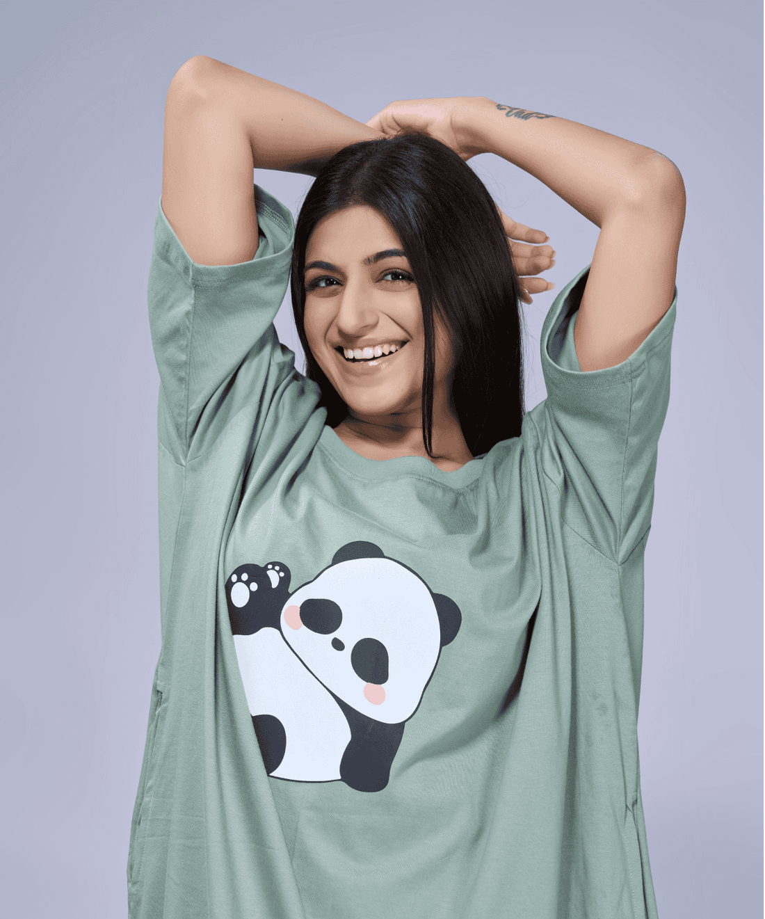 Paw Paw Panda Matcha Oversized Pocket Tee