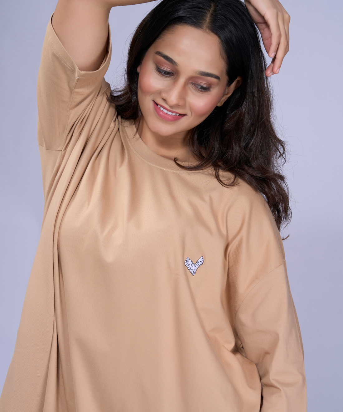Runaway Beige Oversized Pocket Tee