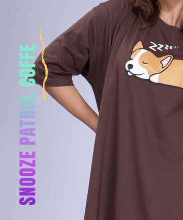 Snooze Patrol Coffee Oversized Pocket Tee
