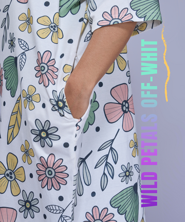 Wild Petals Off-White Oversized Pocket Tee