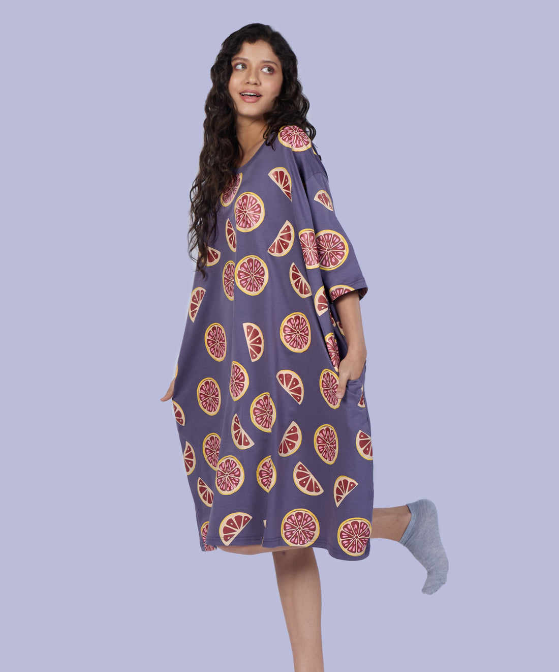 Grapefruit Grove Lilac Oversized Pocket Tee