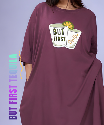 But First Tequila Oversized Pocket Tee
