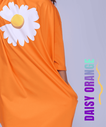 Daisy Orange Oversized Pocket Tee