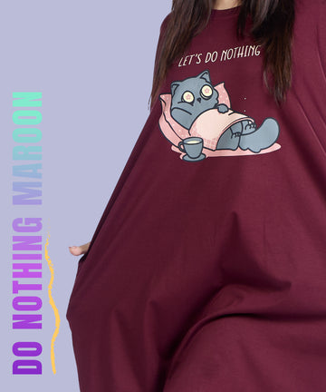 Do Nothing Maroon Oversized Pocket Tee