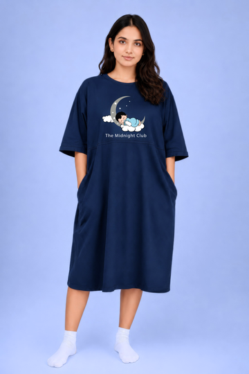 Midnight Club Navy Oversized Feeding Pocket Tees (With Full Zip)