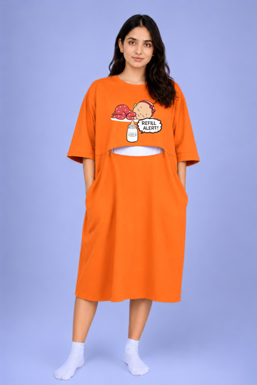 Refill Alert Orange Oversized Feeding Pocket Tees (With Full Zip)