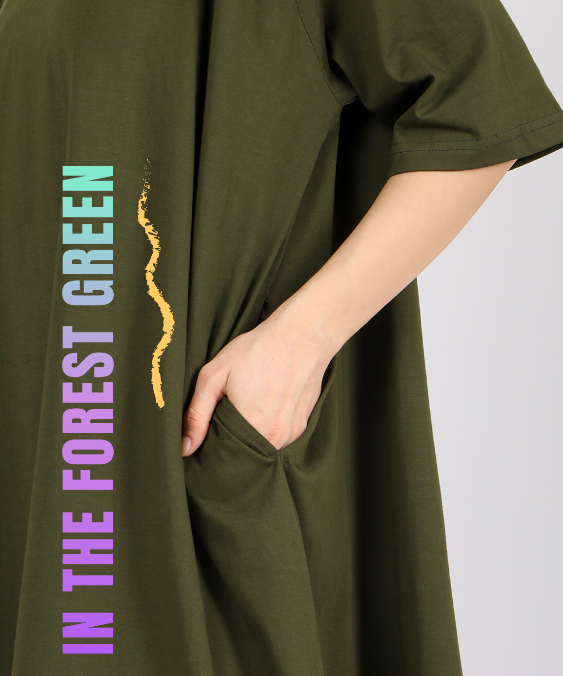 In The Forest Green Oversized Pocket Tee