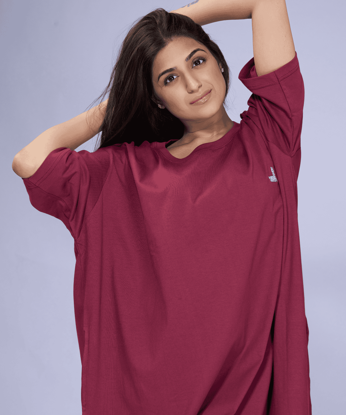 Like A Plum Maroon Oversized Pocket Tee