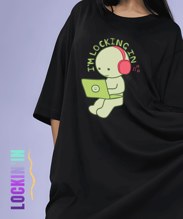 Lockin'In Black Oversized Pocket Tee