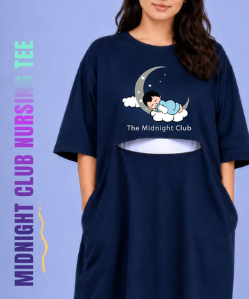 Midnight Club Navy Oversized Feeding Pocket Tees (With Full Zip)