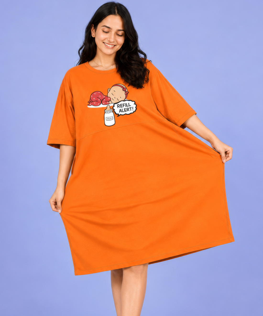 Refill Alert Orange Oversized Feeding Pocket Tees (With Full Zip)
