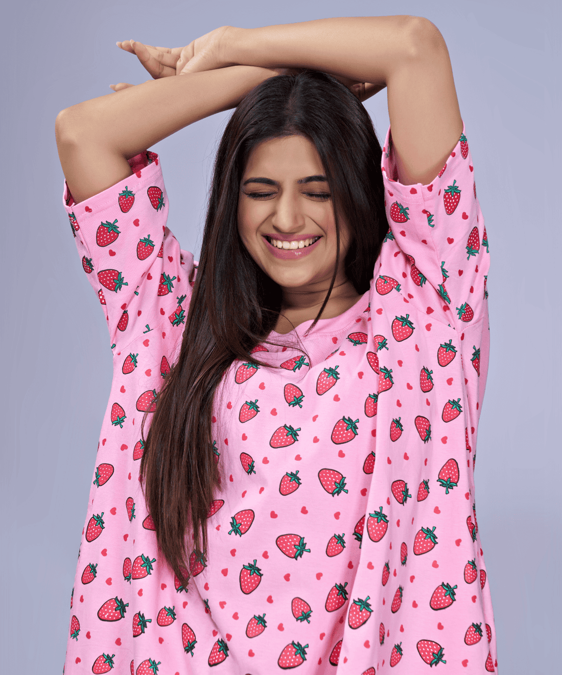 Strawberry Fields Pink Oversized Pocket Tee
