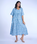 Floral Blues Cotton Kaftaan