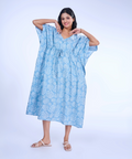Floral Blues Cotton Kaftaan