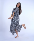 Black Abstract Cotton Kaftaan