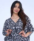 Black Abstract Cotton Kaftaan