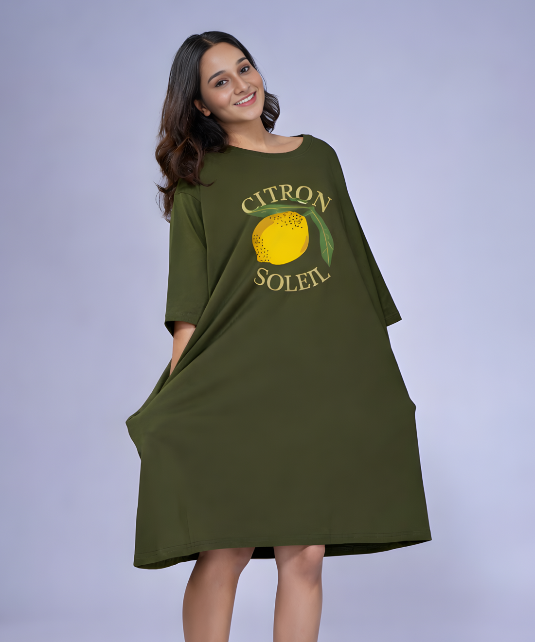Citron Soleil Olive Oversized Pocket Tee