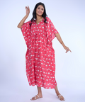 Pink flamingo Cotton Kaftaan