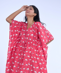 Pink flamingo Cotton Kaftaan