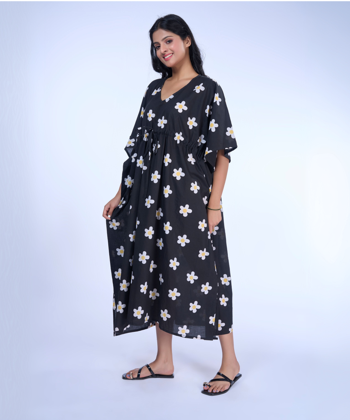 Lily Black Cotton Kaftaan