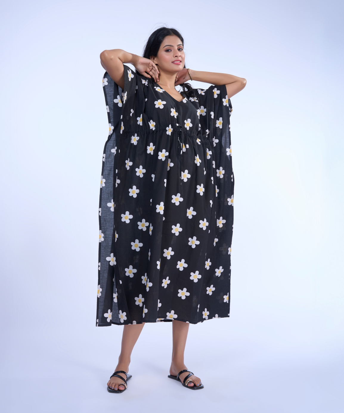 Lily Black Cotton Kaftaan