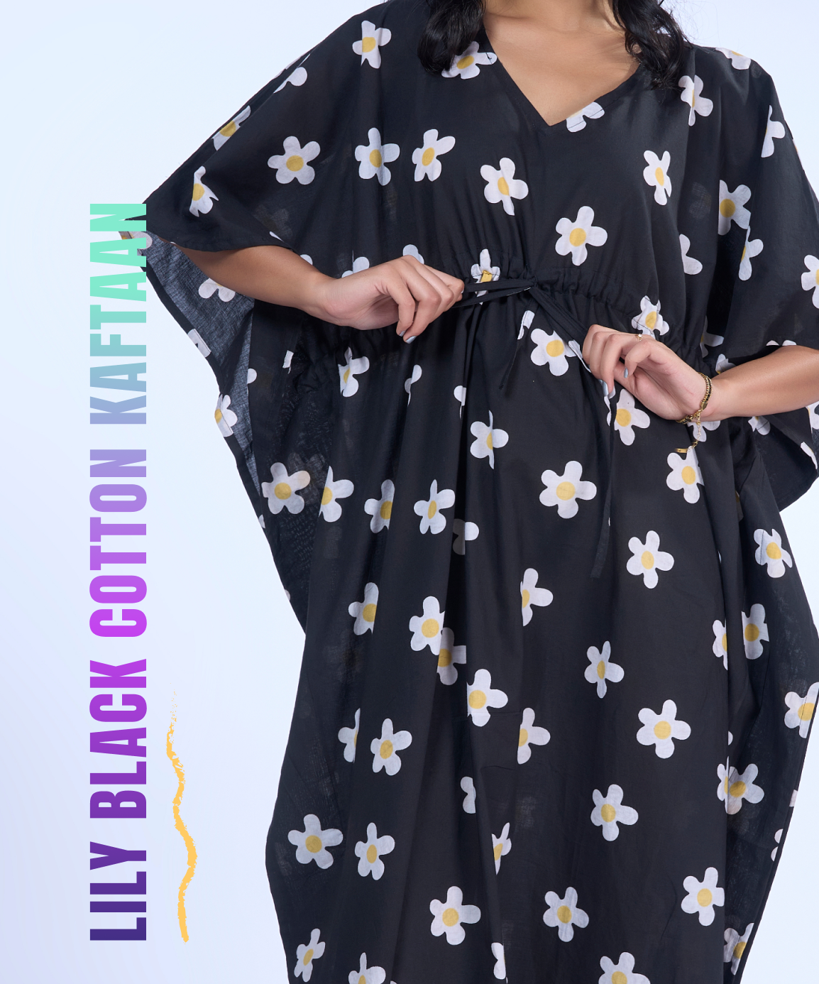 Lily Black Cotton Kaftaan