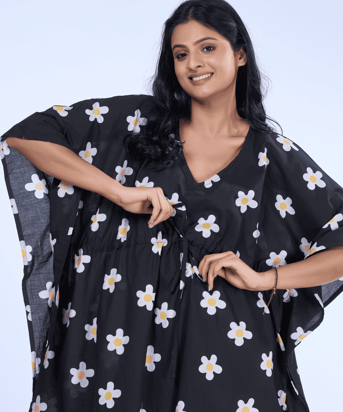 Lily Black Cotton Kaftaan