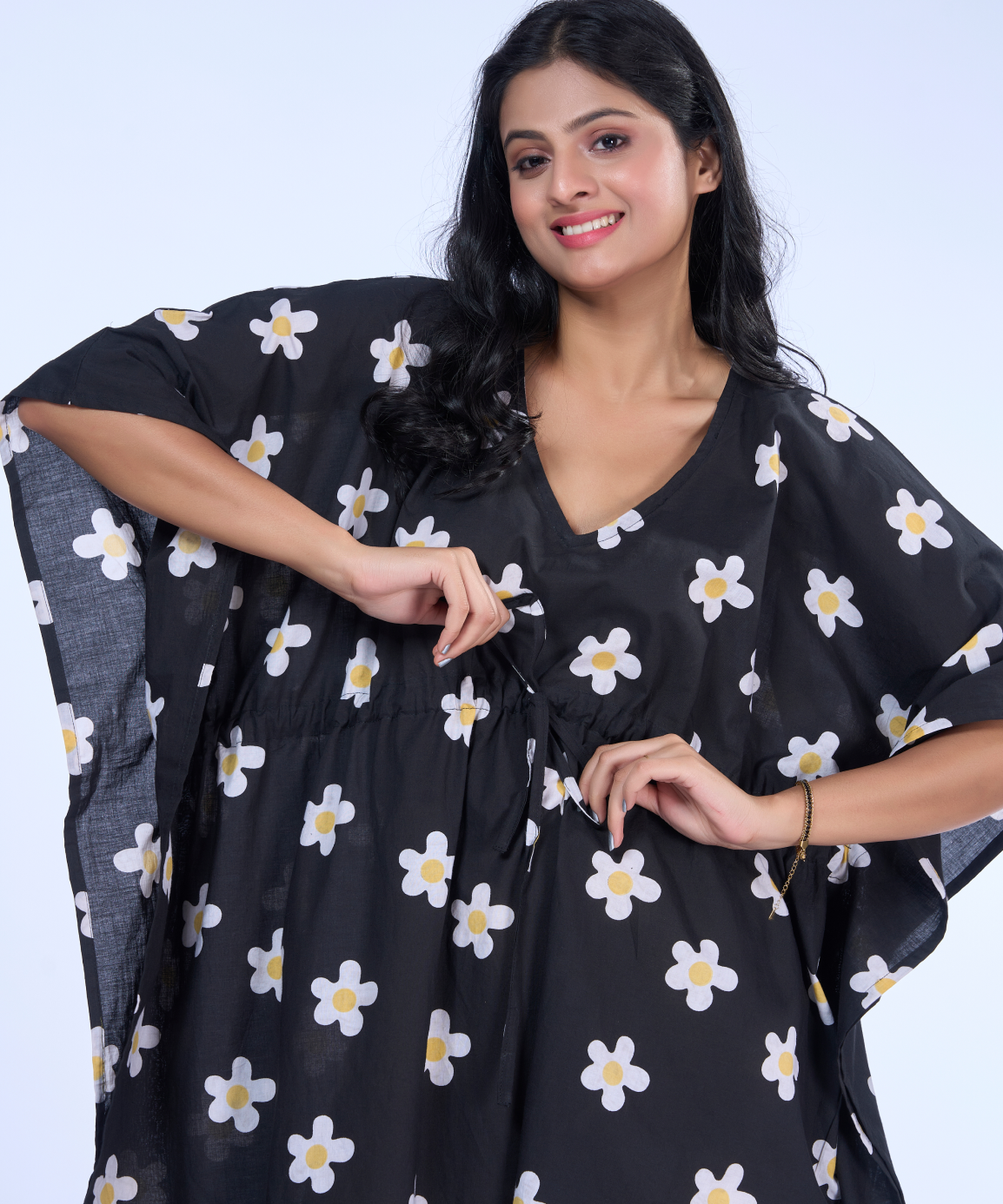 Lily Black Cotton Kaftaan
