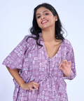 Lavendar Motifs Cotton Kaftaan