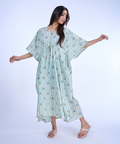 Floral Stripes Cotton Kaftaan