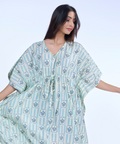 Floral Stripes Cotton Kaftaan
