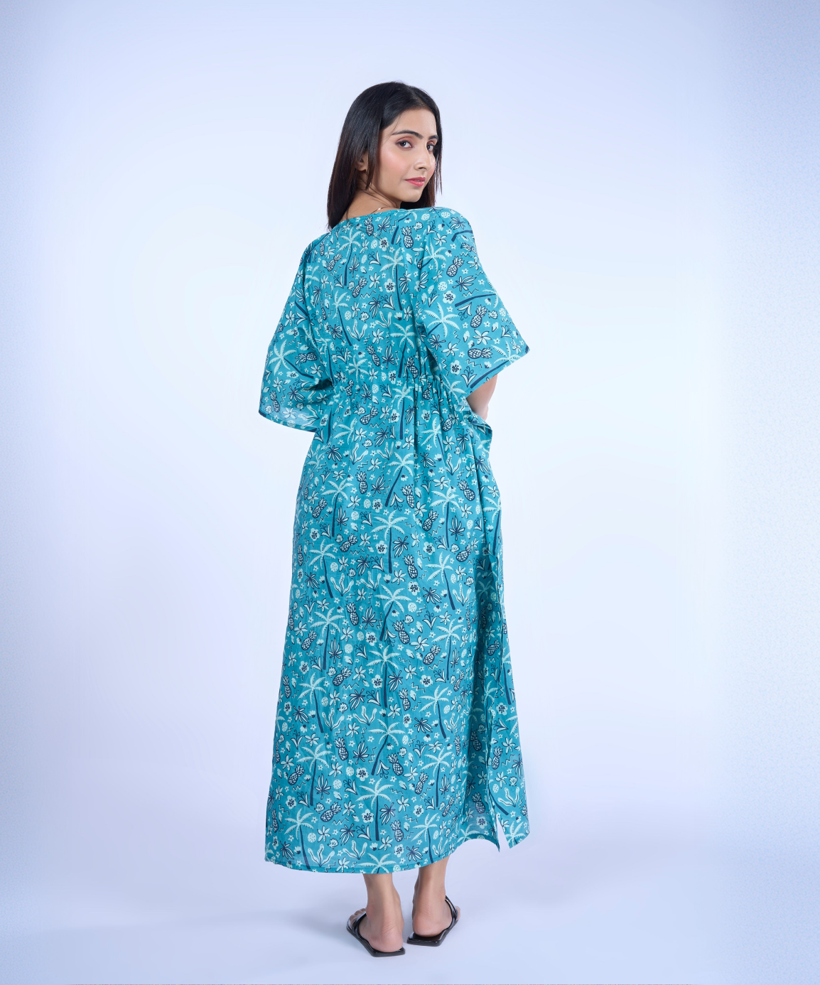 Tropical Blues Cotton Kaftaan 