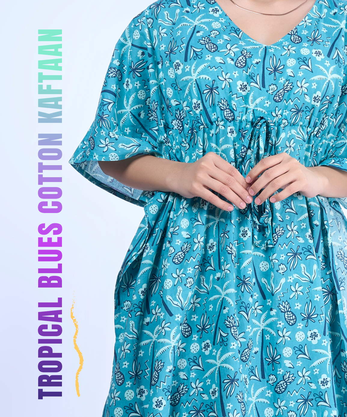 Tropical Blues Cotton Kaftaan 