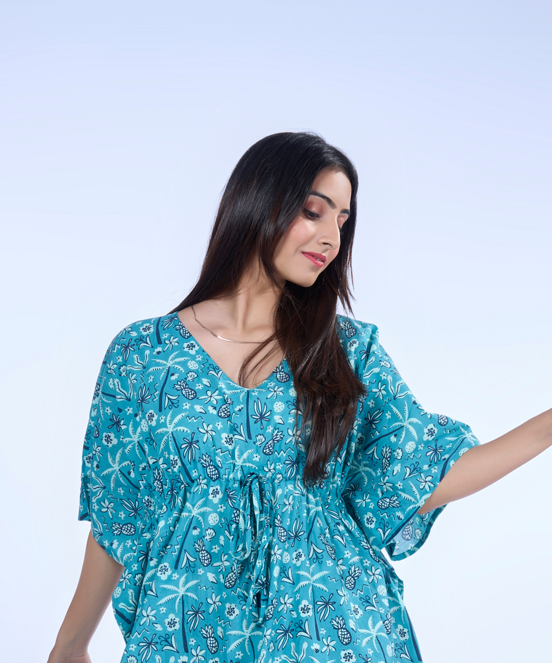 Tropical Blues Cotton Kaftaan 